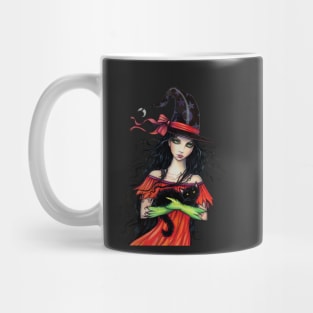 Autumn Mischief Halloween Witch and Black Cat Mug